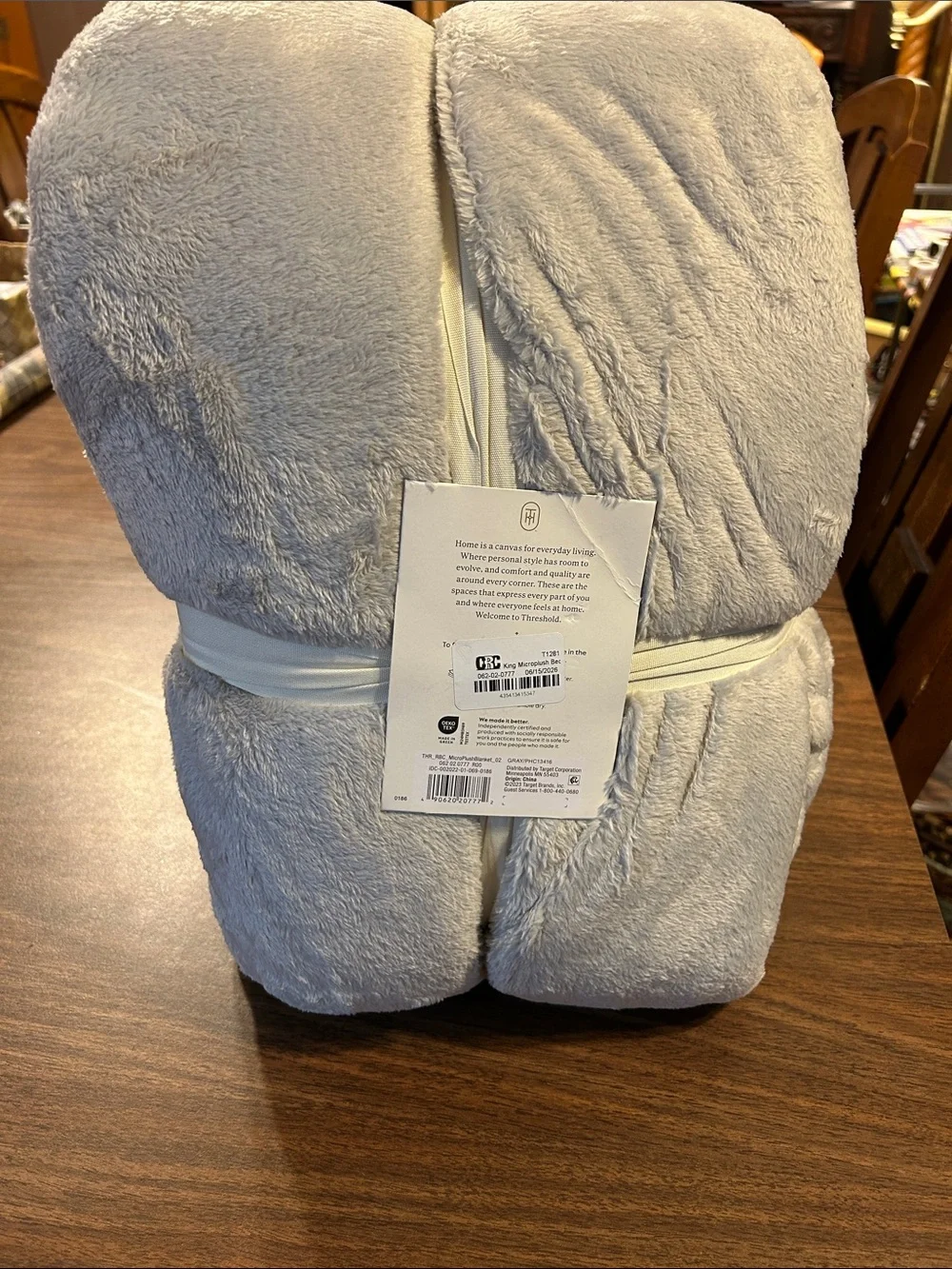 Threshold Plush Microplush Blanket - Light Gray